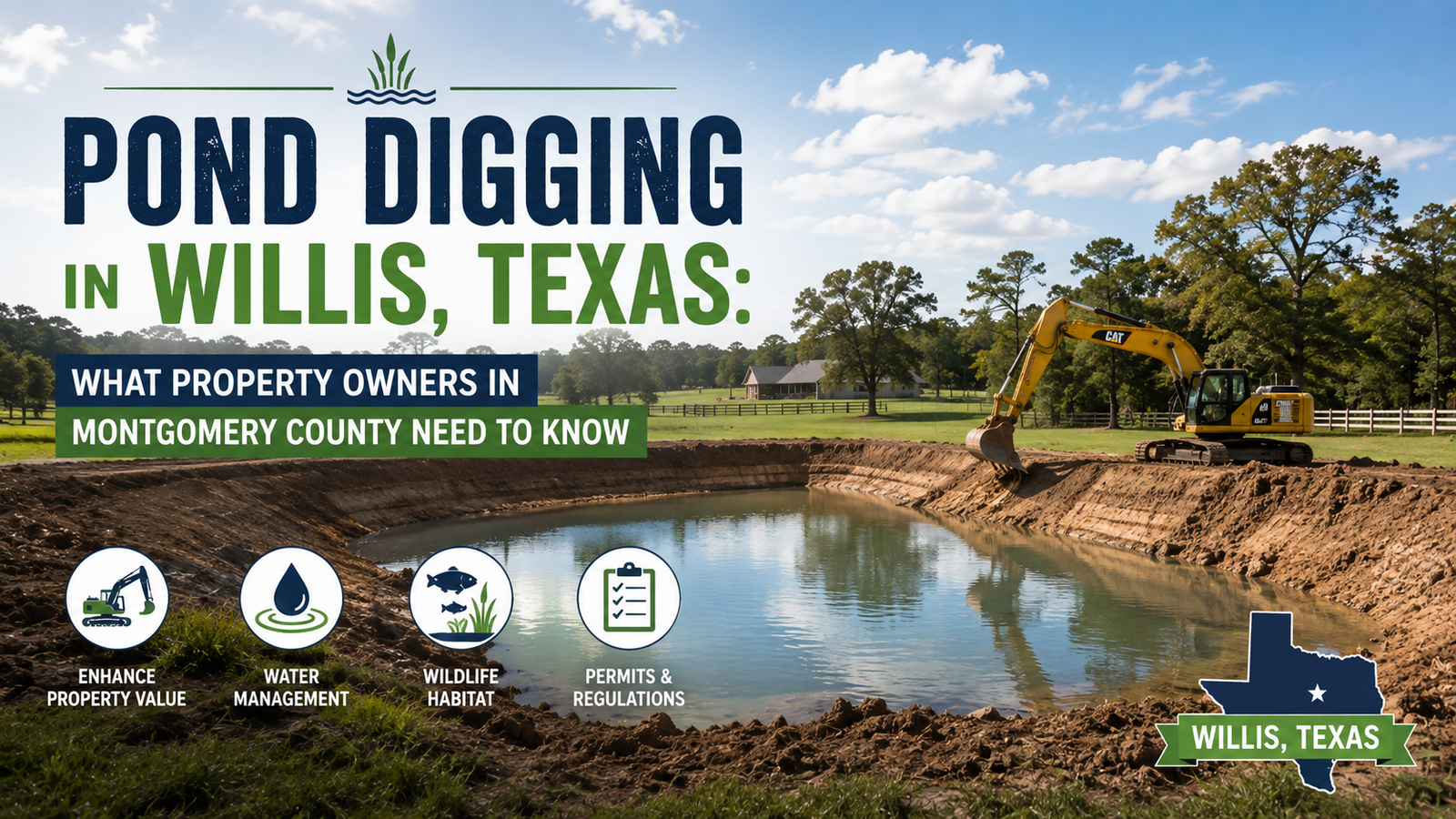 Pond Digging in Willis, Texas: What Property Owners in Montgomery County Need to Know